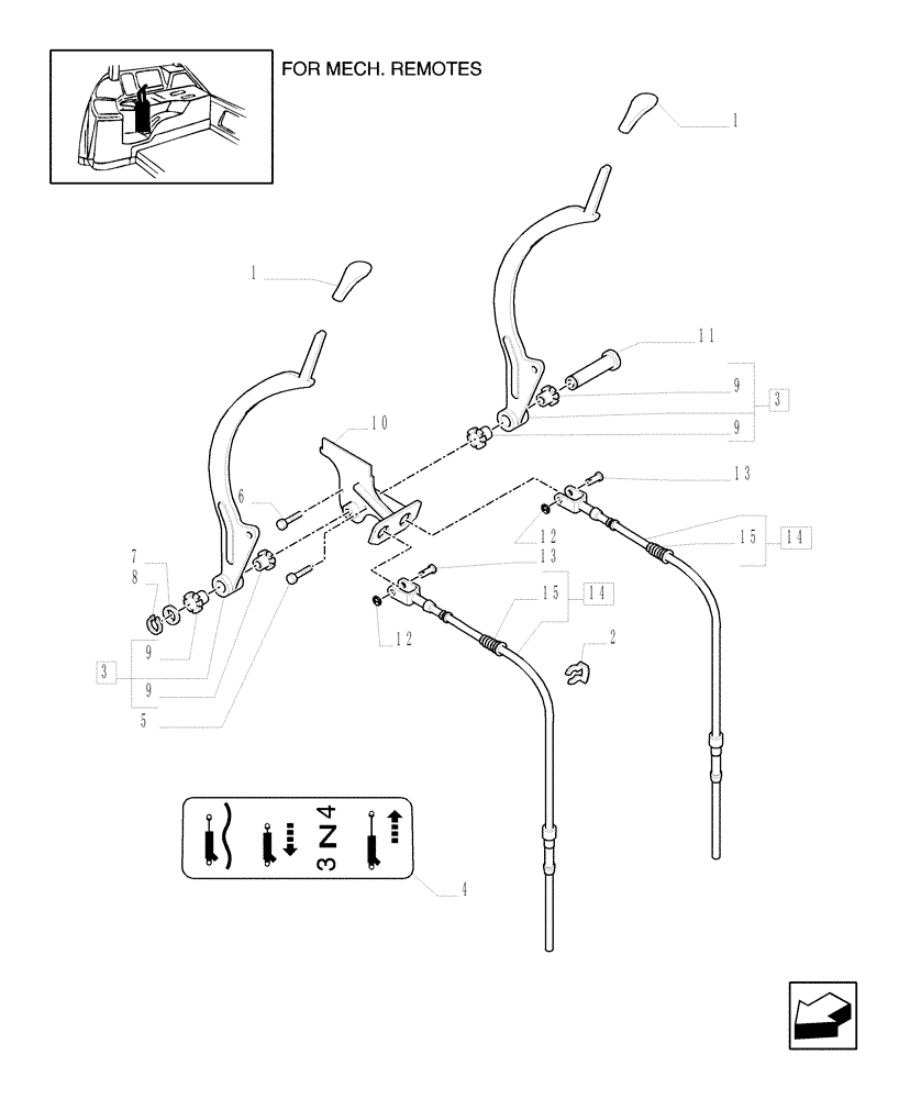 Схема запчастей Case IH MAXXUM 110 - (1.96.2/08[02]) - MECHANICAL JOYSTICK GOVERNING 2 CONTROL VALVES (VAR.332872) (10) - OPERATORS PLATFORM/CAB