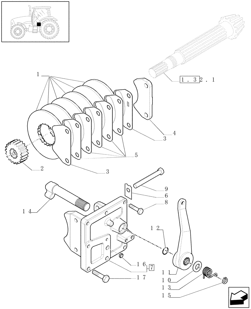 Схема запчастей Case IH PUMA 195 - (1.65.5) - PARKING BRAKE (05) - REAR AXLE