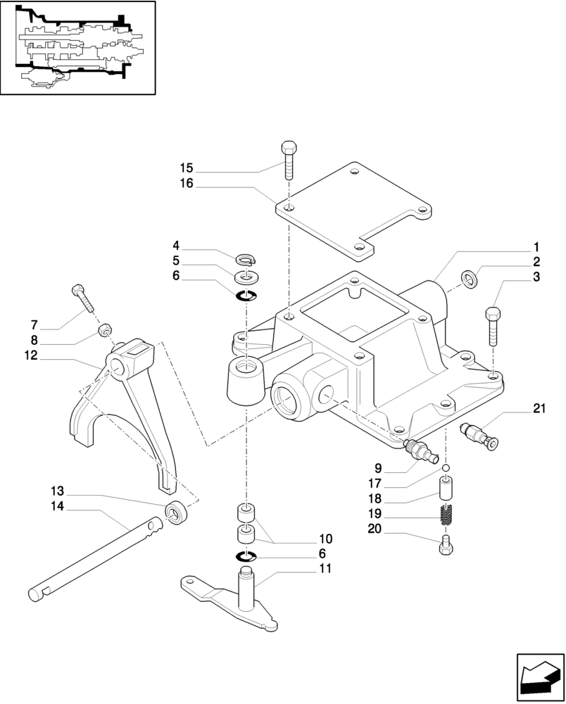 Схема запчастей Case IH MXU115 - (1.29.9/01) - (VAR.110-120) TRANSMISSION 12X12 - GEARBOX CLUTCH HOUSING COVER (03) - TRANSMISSION