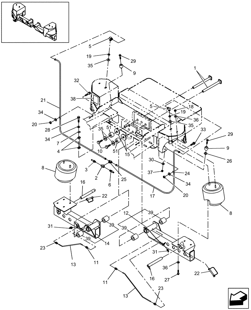 Схема запчастей Case IH WD2303 - (05.03) - REAR AXLE SUSPENSION (05) - REAR AXLE