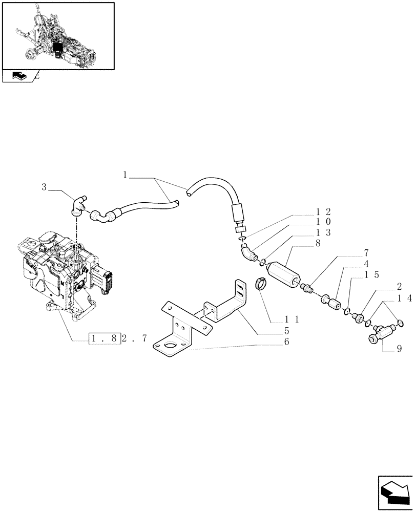 Схема запчастей Case IH PUMA 210 - (1.29.7/01[01]) - (VAR.004) 150 L/MIN PUMP W/EDC - TRANSMISSION OIL COOLER - PIPES AND SUPPORTS - D6352 - C6417 (03) - TRANSMISSION