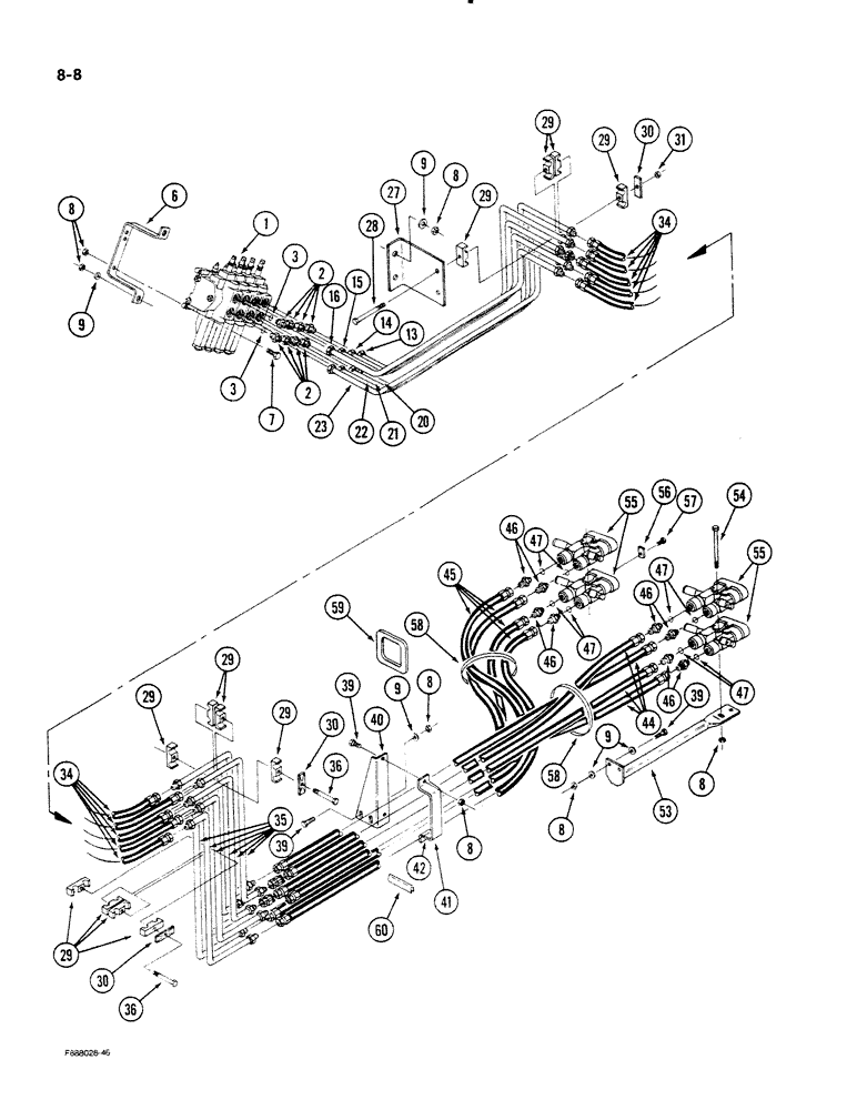 Схема запчастей Case IH STEIGER - (8-08) - HYDRAULIC COUPLERS AND LINES, PRIOR TO P.I.N. JCB0002092 (08) - HYDRAULICS