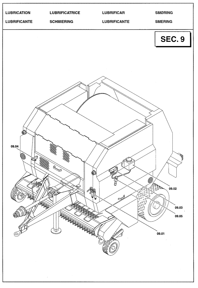 Схема запчастей Case IH RBX341 - (0.0025[01]) - SECTION LIST 9 - LUBRICATION (00) - GENERAL