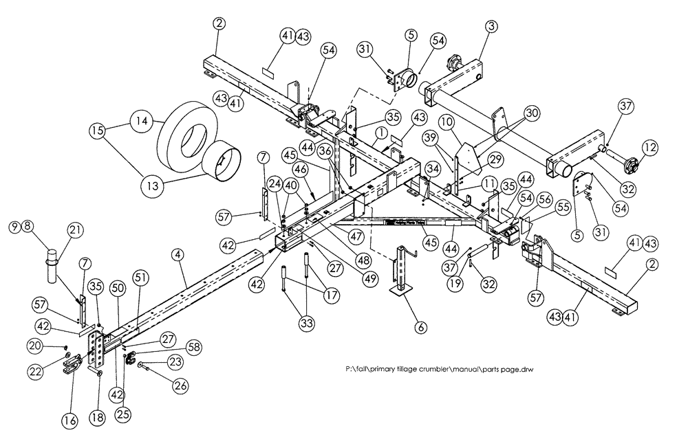 Схема запчастей Case IH P/T CRUMBLER - (39.100.01) - FRAME (09) - CHASSIS/ATTACHMENTS