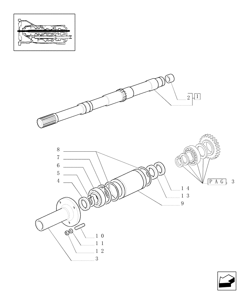 Схема запчастей Case IH JX90U - (1.27.1[02]) - (VAR.271-272-274-276-296) (HI-LO) AND SYNCHRONIZED REVERSING GEAR - 30-40 KM/H - CLUTCH SHAFT (03) - TRANSMISSION