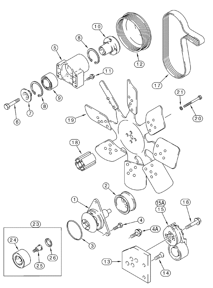 Схема запчастей Case IH 2388 - (02-26) - WATER PUMP SYSTEM - BSN JJC0273000 (01) - ENGINE