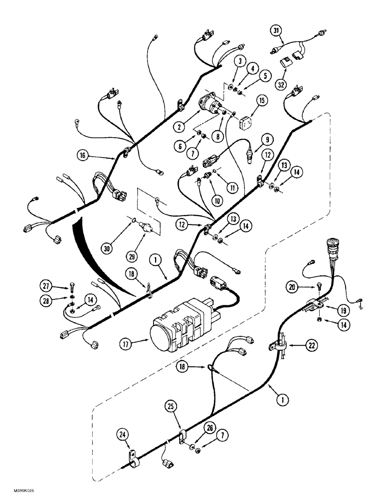 Схема запчастей Case IH 9380 - (4-26) - FRONT FRAME HARNESS (04) - ELECTRICAL SYSTEMS