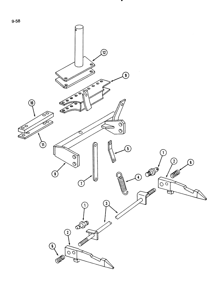 Схема запчастей Case IH 720 - (9-58) - TWO-POINT FAST SHIFTING HITCH (09) - CHASSIS/ATTACHMENTS