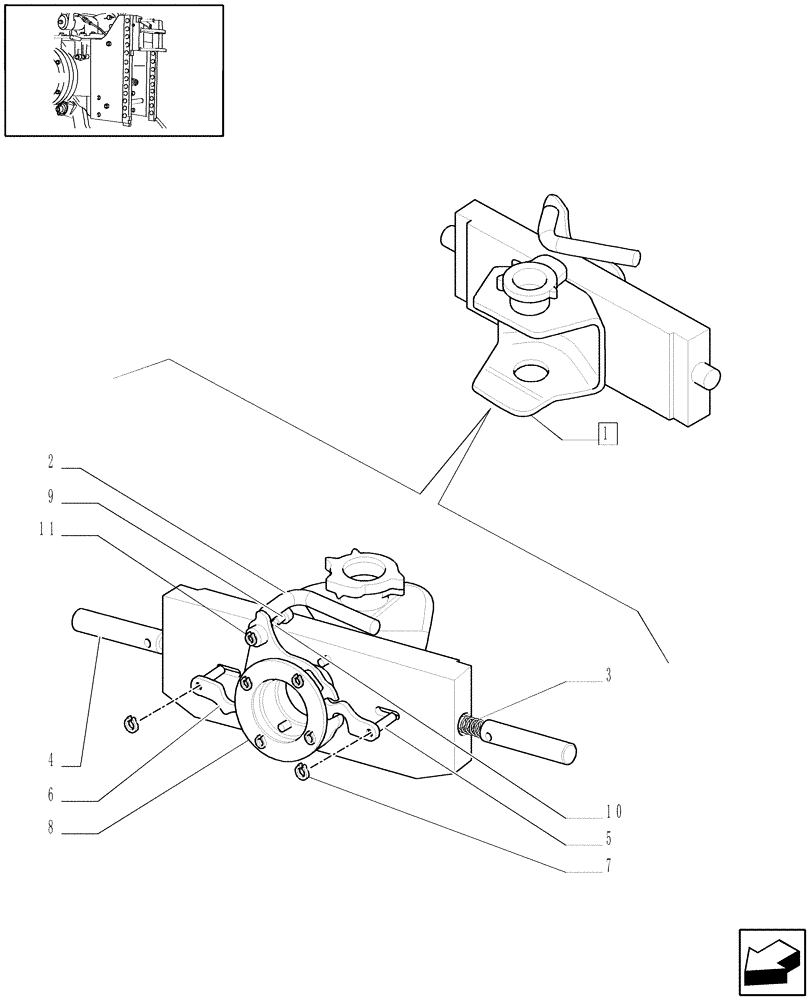 Схема запчастей Case IH JX1060C - (1.89.3/06C) - SWIVEL HOOK FOR EEC, VERTICAL ADJUST SLIDING - D5625 (09) - IMPLEMENT LIFT