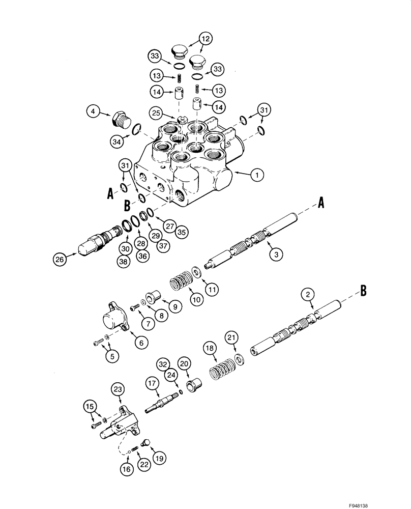 Схема запчастей Case IH 1840 - (08-07) - VALVE, CONTROL - LOADER (08) - HYDRAULICS