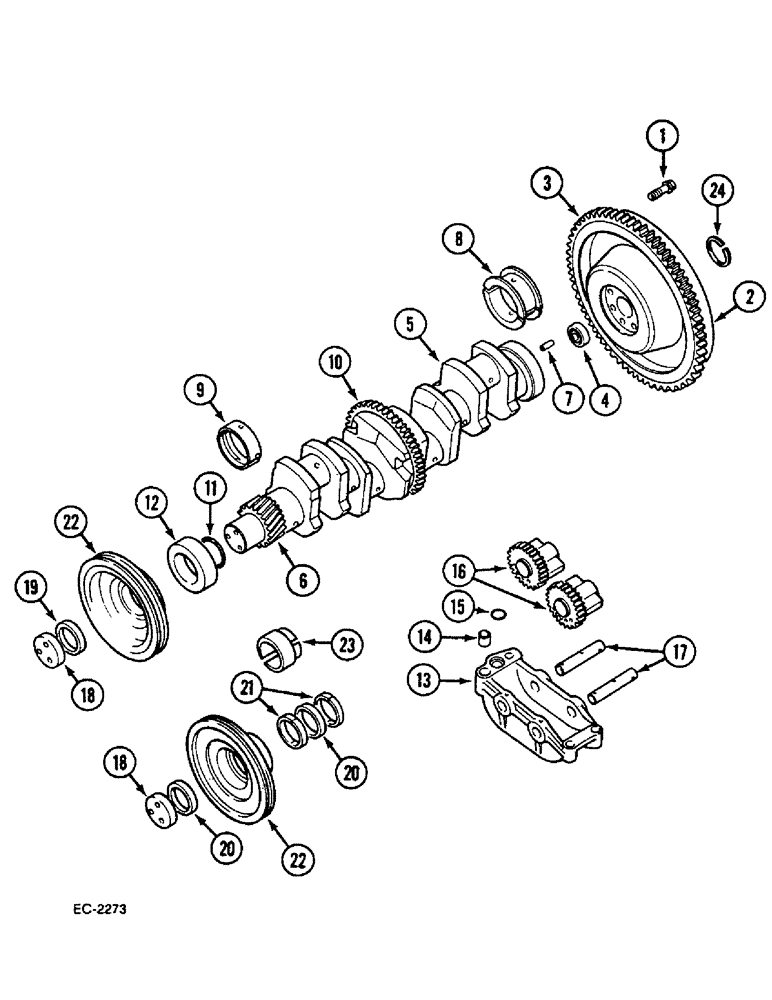 Схема запчастей Case IH 833 - (2-66) - CRANKSHAFT AND FLYWHEEL (02) - ENGINE