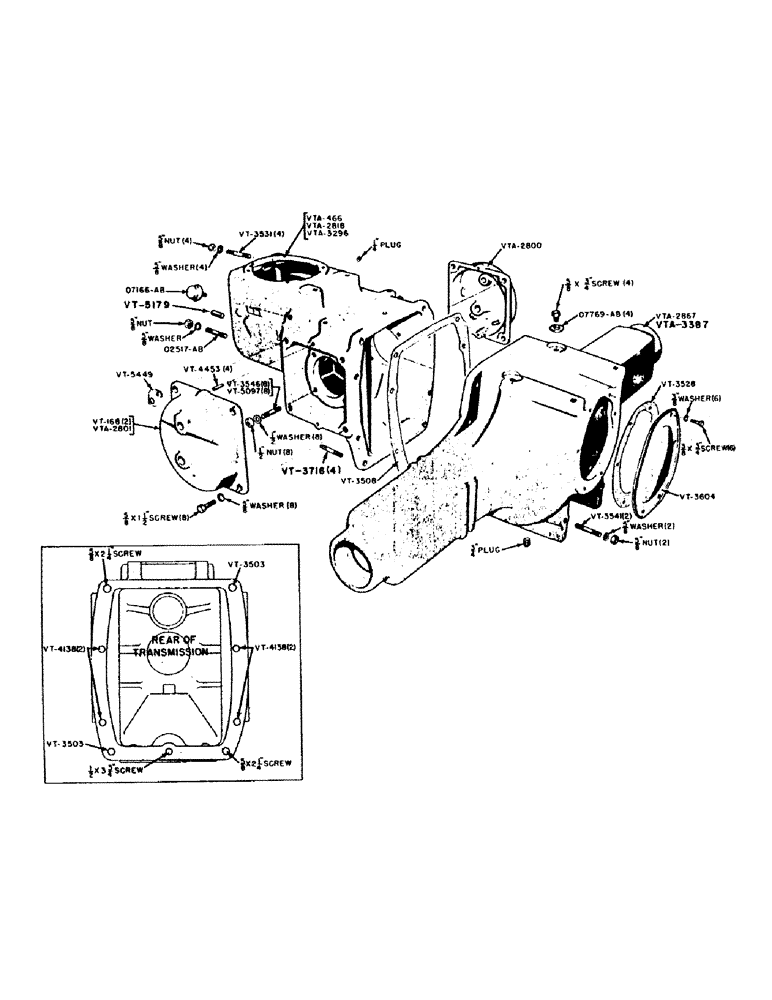 Схема запчастей Case IH VA-SERIES - (058) - TRANSMISSION CASE AND AXLE HOUSING, VAC, VA, VAO (06) - POWER TRAIN