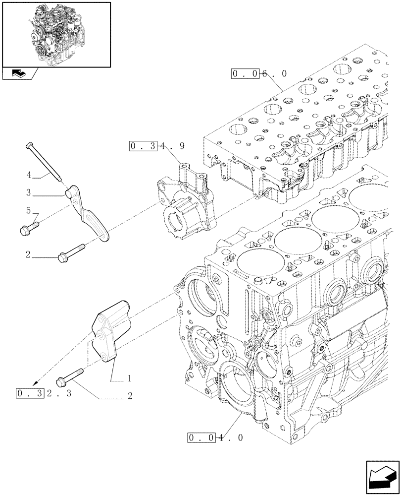 Схема запчастей Case IH FARMALL 75N - (0.40.0[02]) - ENGINE, ALTERNATOR MOUNTING (01) - ENGINE