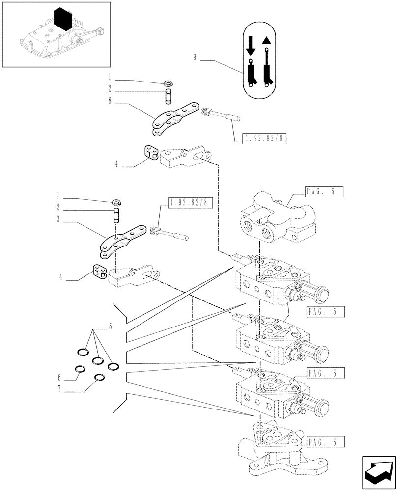 Схема запчастей Case IH JX1060C - (1.82.7/09[06]) - (VAR.195) 3 REMOTE VALVES FOR MDC - RINGS - D5484 (07) - HYDRAULIC SYSTEM