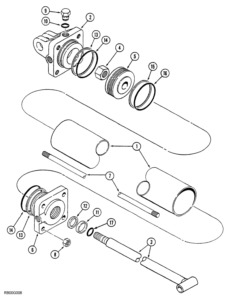 Схема запчастей Case IH 5850 - (08-36) - CYLINDER ASSEMBLY, 224795C92 (08) - HYDRAULICS