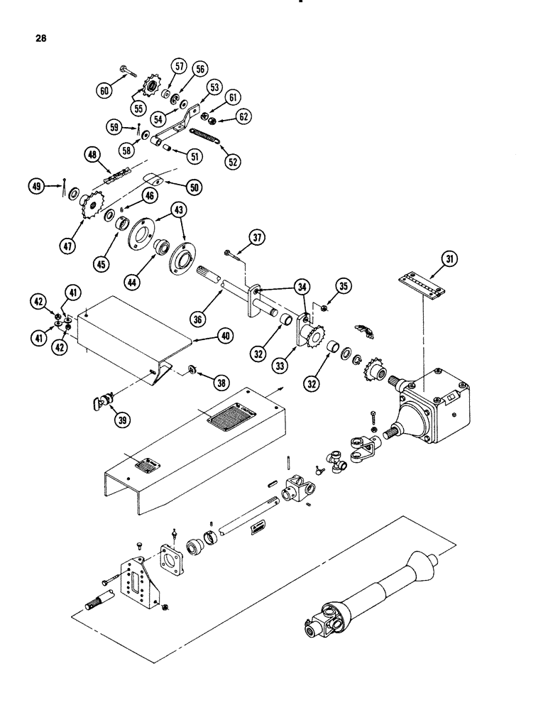 Схема запчастей Case IH 3650 - (28) - POWER TAKE OFF DRIVE, PRIOR TO P.I.N. 001530 