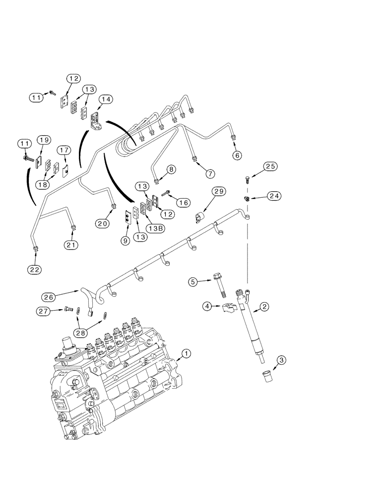 Схема запчастей Case IH MX180 - (03-01) - FUEL INJECTION SYSTEM, MX180, 6T-830 EMISSIONS CERTIFIED ENGINE (03) - FUEL SYSTEM