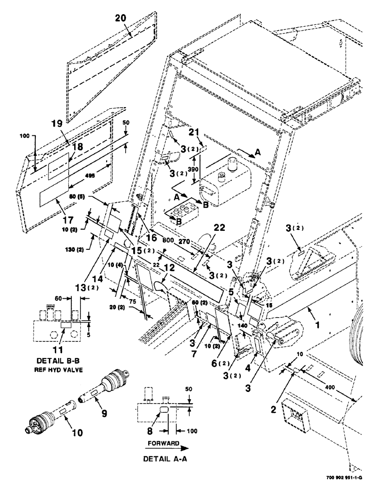 Схема запчастей Case IH 8465 - (9-02) - DECALS AND LOCATION DIAGRAM, FRONT, SERIAL NUMBER CFH0077001 THROUGH CFH0078354 Decals & Attachments