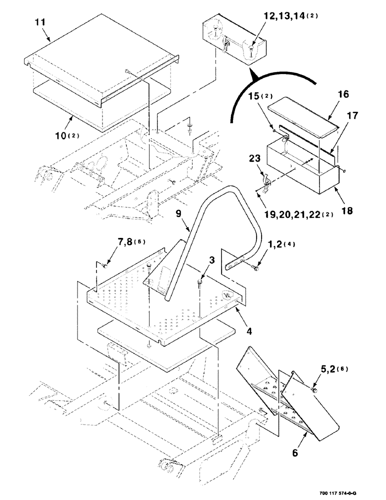 Схема запчастей Case IH 8850 - (07-24) - PLATFORM STEPS, RAILS AND TOOL BOX ASSEMBLY (09) - CHASSIS