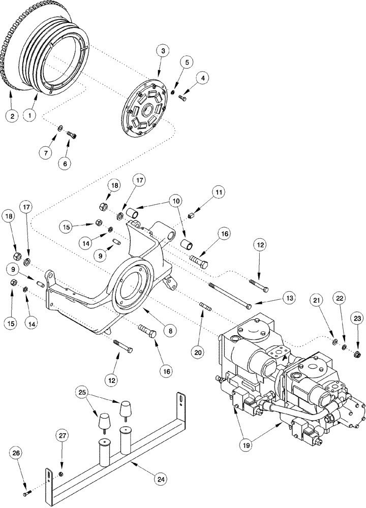 Схема запчастей Case IH 620 - (06-03) - FAN PULLEY AND HYDROSTATIC PUMP DRIVE (03) - POWER TRAIN