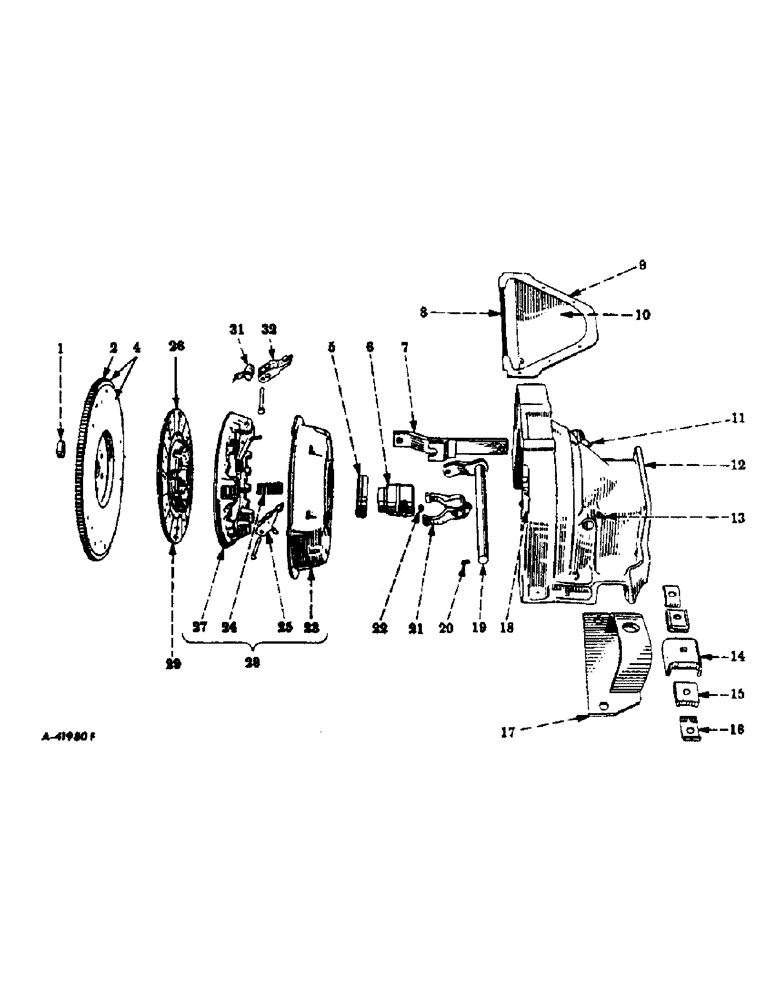 Схема запчастей Case IH 414 - (262) - FLYWHEEL, FLYWHEEL HOUSING AND CLUTCH (10) - ENGINE