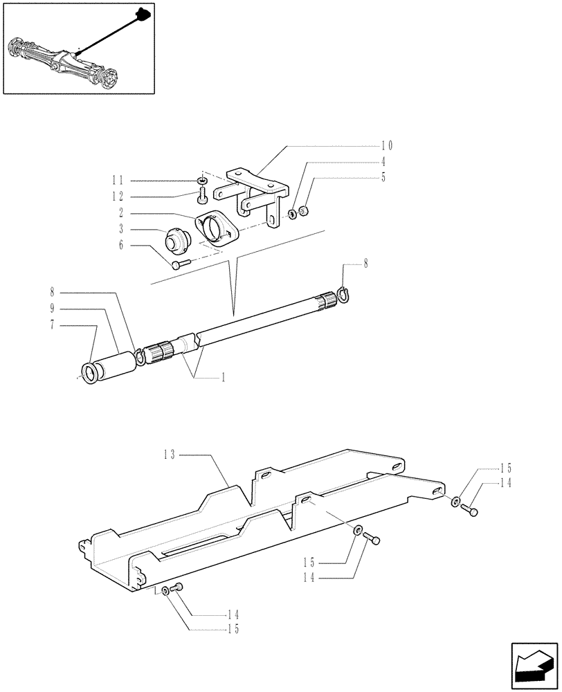 Схема запчастей Case IH MAXXUM 120 - (1.38.5) - FOUR WHEEL DRIVE PROPELLER SHAFT FOR FIXED FRONT AXLE (04) - FRONT AXLE & STEERING