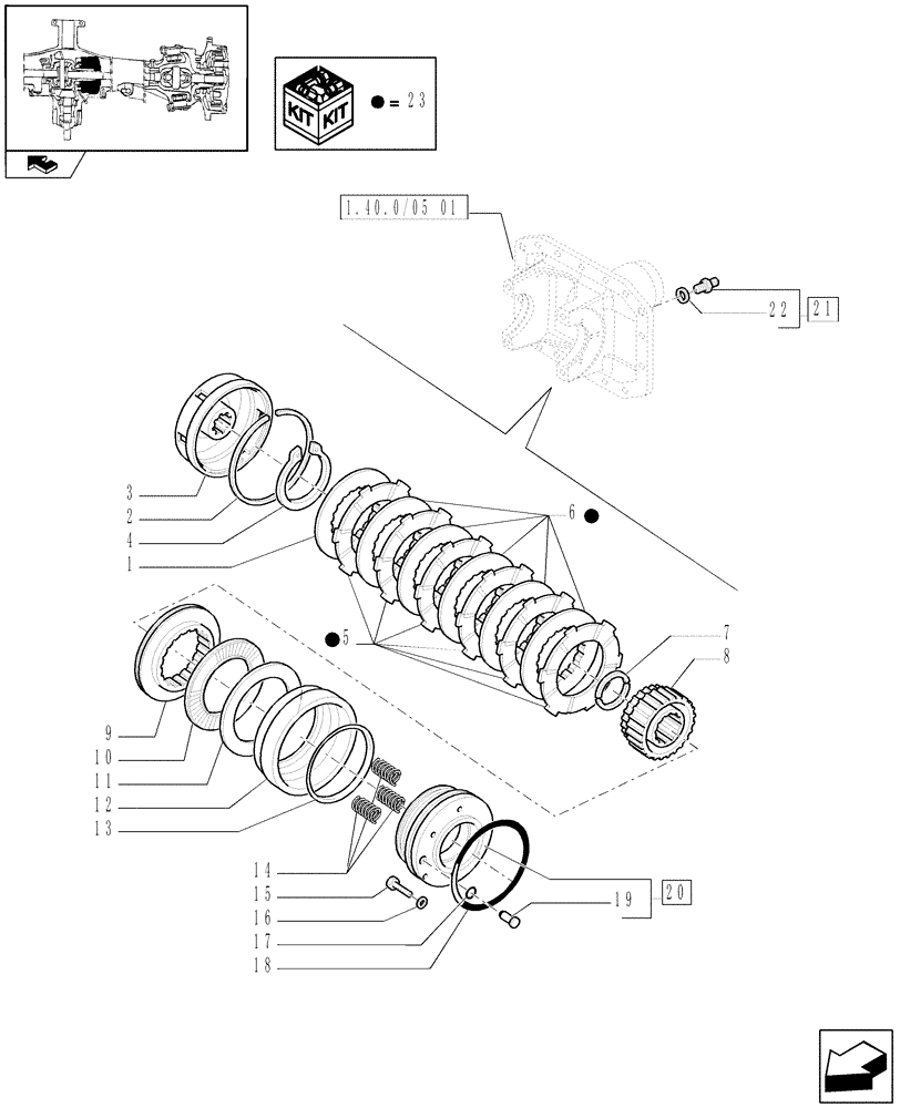 Схема запчастей Case IH PUMA 180 - (1.40.0/09) - FRONT AXLE - HYDRAULIC DIFFERENTIAL LOCK (04) - FRONT AXLE & STEERING