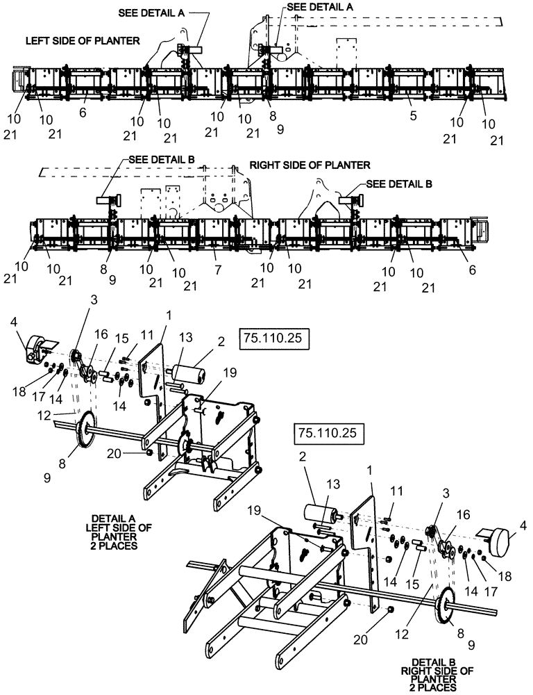 Схема запчастей Case IH 1240 - (75.300.02) - LAYOUT 12/23 ROW & 16/31 ROW SEED DRIVES (75) - SOIL PREPARATION