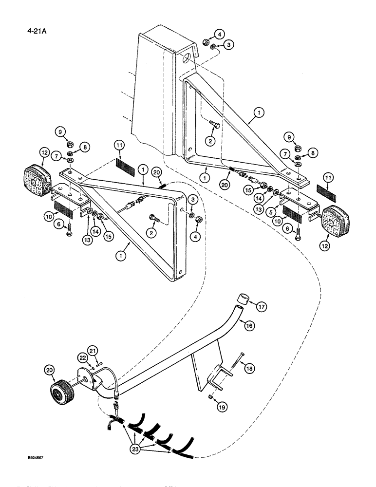 Схема запчастей Case IH 8600 - (4-21A) - TRANSPORT LAMPS AND MOUNTING PARTS (04) - ELECTRICAL SYSTEMS