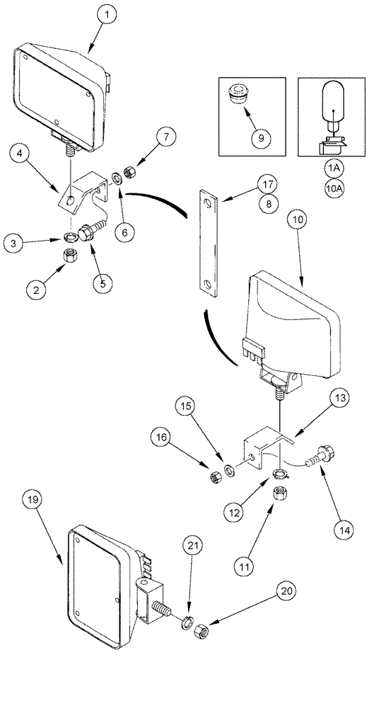 Схема запчастей Case IH CPX620 - (04-30) - FLOOD AND MIRROR LAMPS AND MOUNTING (06) - ELECTRICAL SYSTEMS