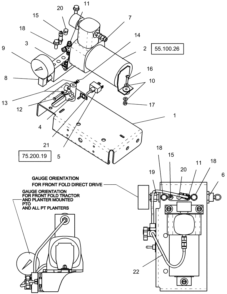 Схема запчастей Case IH 1210 - (75.200.11) - PNEUMATIC DOWN PRESSURE - PUMP MOUNT DETAILS (75) - SOIL PREPARATION