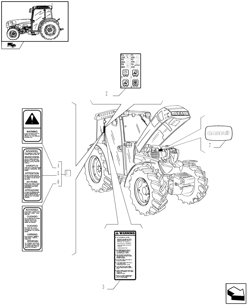 Схема запчастей Case IH FARMALL 75N - (1.98.0[04]) - DECALS - RIGHT SIDE - C6624 (13) - DECALS