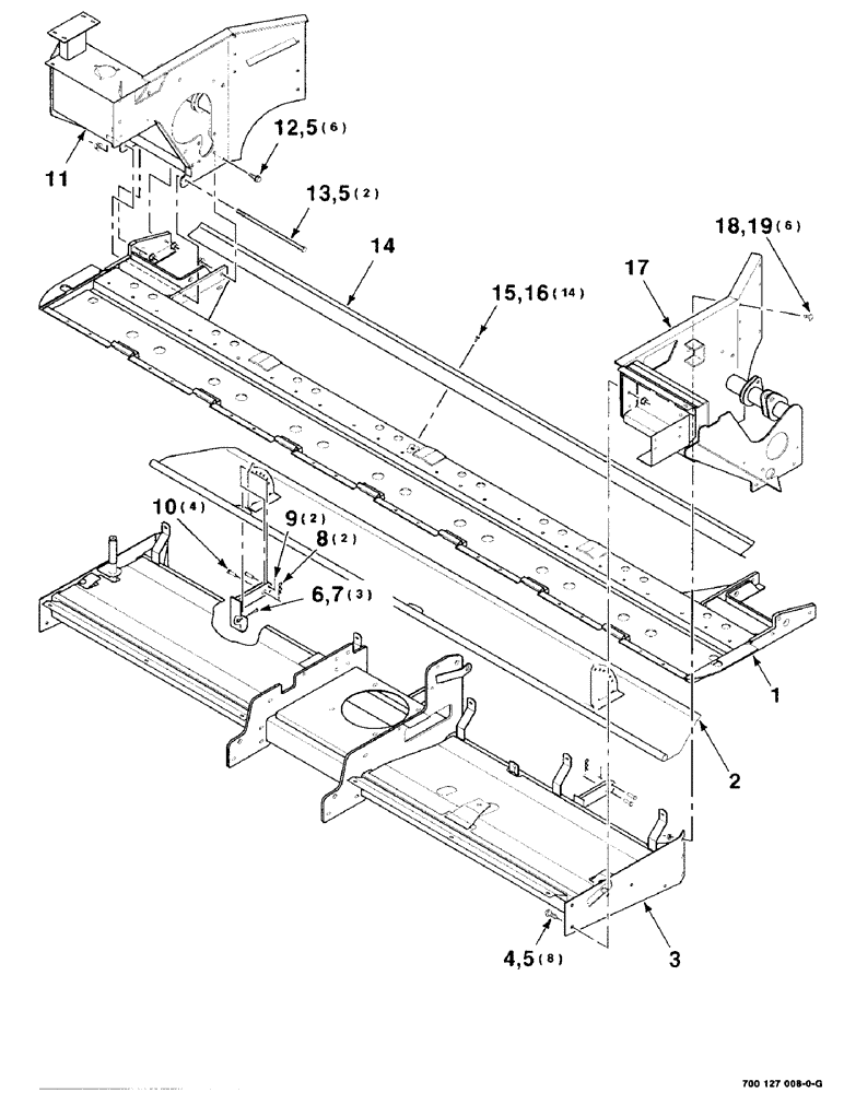 Схема запчастей Case IH 8312 - (7-14) - HEADER FRAME ASSEMBLY (58) - ATTACHMENTS/HEADERS