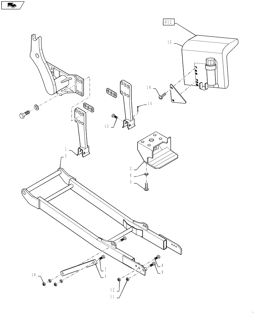 Схема запчастей Case IH 717912006 - (015) - SUBFRAME KIT - FARMALL 45A & 55A - 717912006 