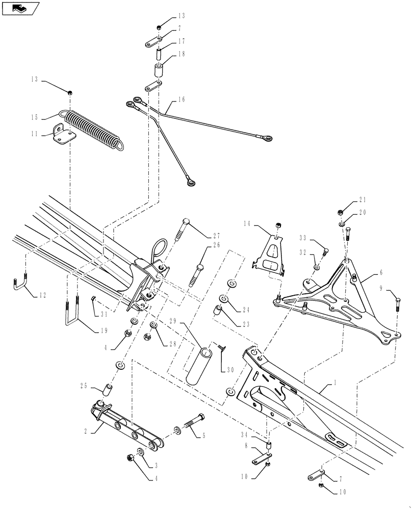 Схема запчастей Case IH 4420 - (08-024) - BOOM BREAKAWAY ASSEMBLY, 120’ BOOM (09) - BOOMS