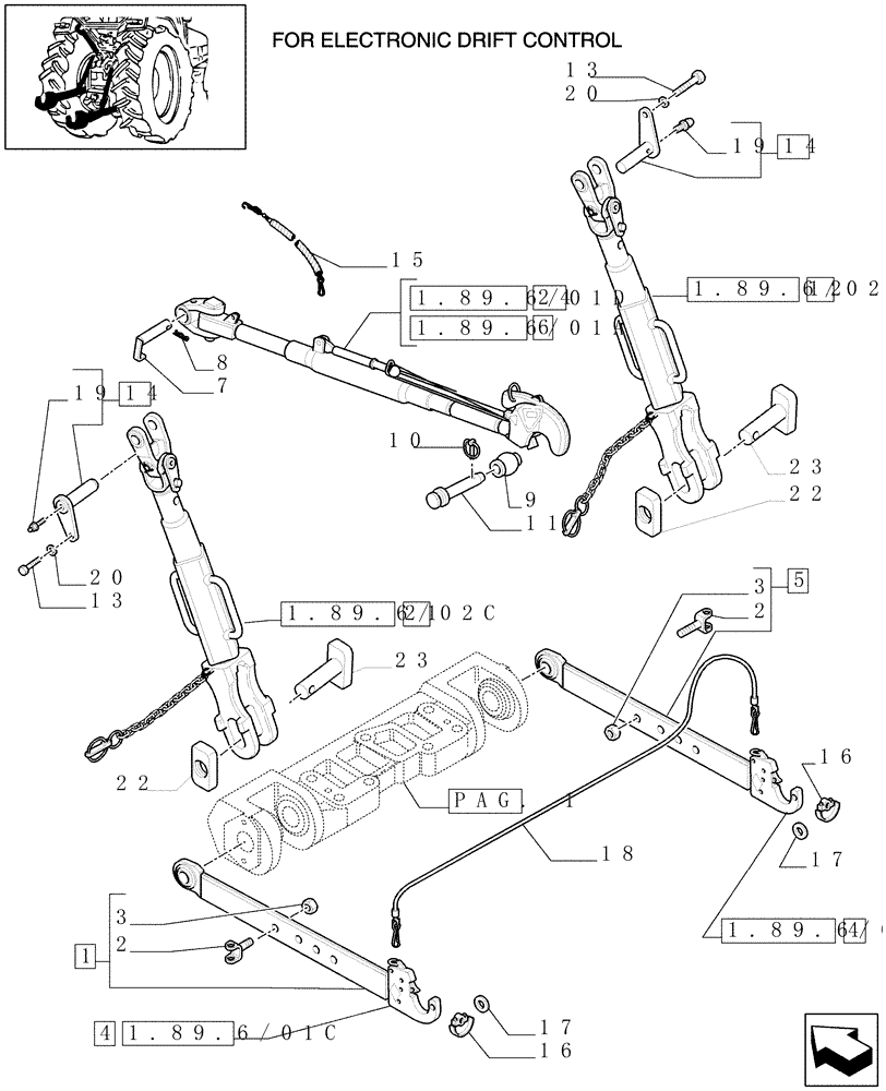 Схема запчастей Case IH MXU110 - (1.89.6/04[02A]) - (VAR.786-881-886) 2 CILINDERS (DIAM.80 -90 MM.) - TOOLING CONNECTION UNIT - D5300 (09) - IMPLEMENT LIFT