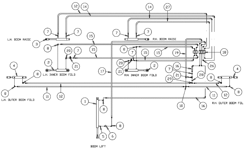 Схема запчастей Case IH PATRIOT NT - (06-002) - BOOMS - 6 BANK VALVE Hydraulic Plumbing