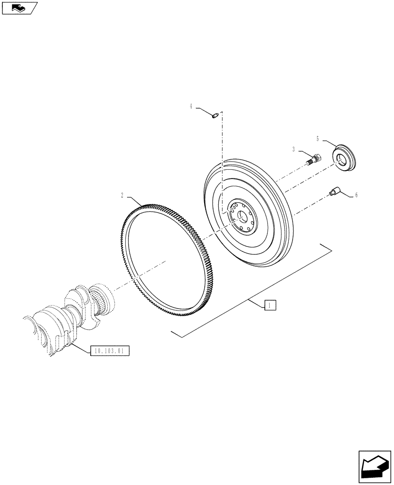 Схема запчастей Case IH PUMA 160 - (10.103.02) - FLYWHEEL (10) - ENGINE