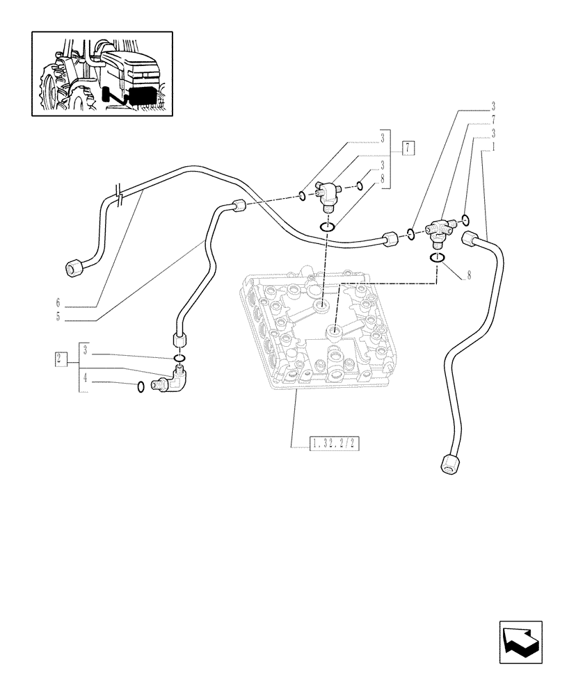 Схема запчастей Case IH MXM175 - (1.29.7/02[02]) - GEARBOX LUBRICATION PIPING (03) - TRANSMISSION