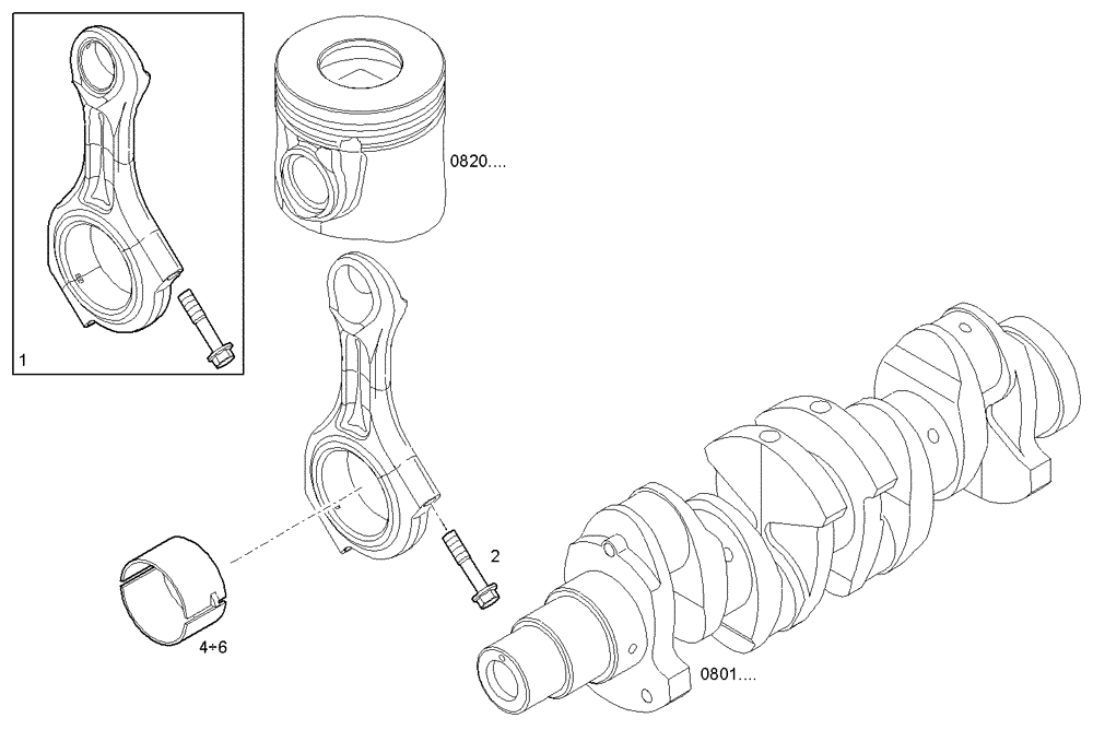 Схема запчастей Case IH F5AE9484B A005 - (0810.005) - CONNECTING ROD (10) - ENGINE