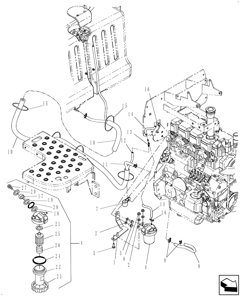 Схема запчастей Case IH D35 - (02.08) - FUEL FILTER (02) - ENGINE EQUIPMENT