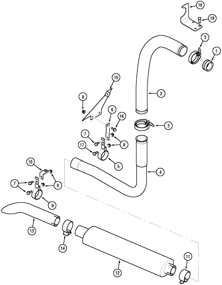 Схема запчастей Case IH C100 - (02-20) - UNDERSLUNG EXHAUST (02) - ENGINE