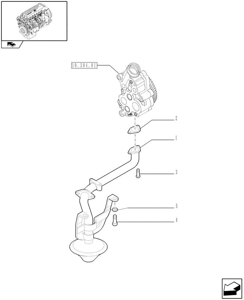 Схема запчастей Case IH F3CE0684F E001 - (10.304.03) - OIL PUMP PIPING (99478455) (01) - ENGINE