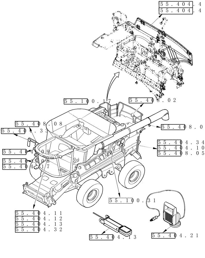 Схема запчастей Case IH 9010 - (55.000.00[04]) - SECTION INDEX - ELECTRICAL, LIGHTING (55) - ELECTRICAL SYSTEMS