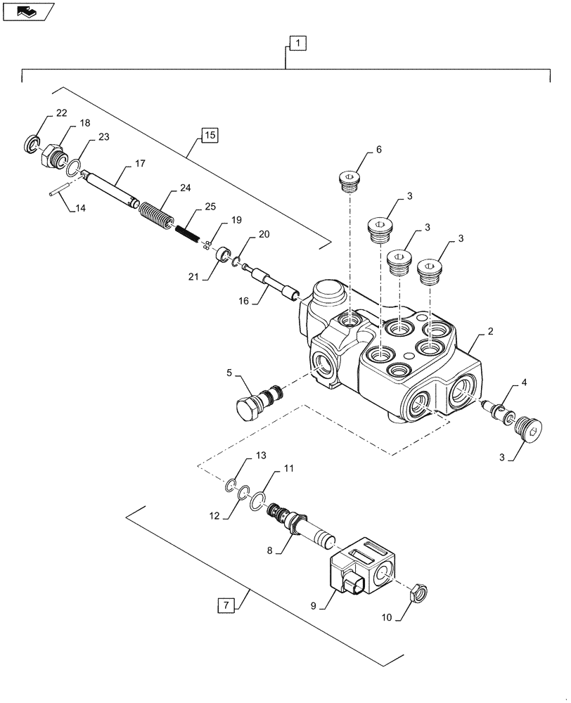 Схема запчастей Case IH QUADTRAC 550 - (33.110.09) - PARK BRAKE - VALVE COMPONENTS, TOW/PARK BRAKE (EUROPE) (33) - BRAKES & CONTROLS