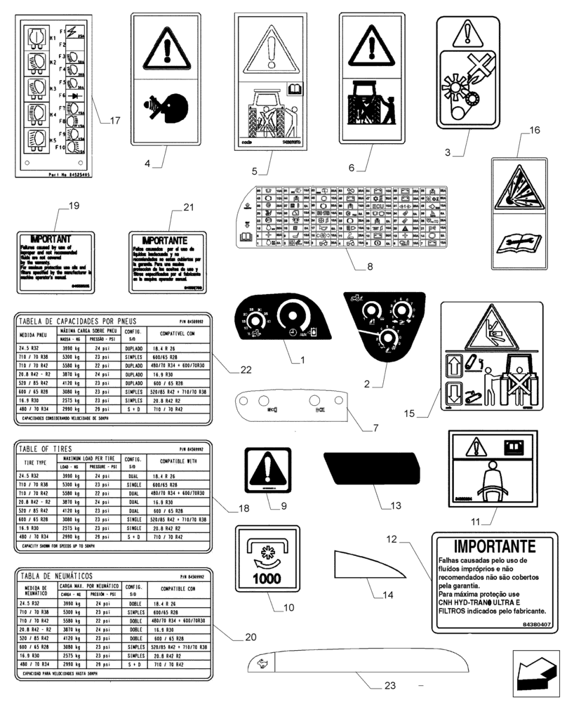 Схема запчастей Case IH MAGNUM 235 - (90.108.AC[01]) - DECALS (90) - PLATFORM, CAB, BODYWORK AND DECALS