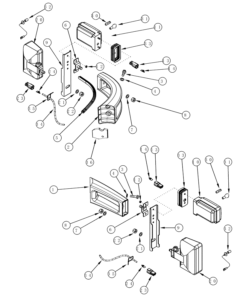 Схема запчастей Case IH MX180 - (04-30) - LAMPS FRONT POSITION AND WORK, EUROPE ONLY (04) - ELECTRICAL SYSTEMS