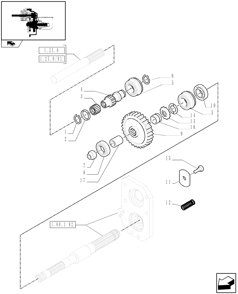 Схема запчастей Case IH FARMALL 75N - (1.80.1[01]) - POWER TAKE-OFF (540 RPM) - SHAFTS AND GEARS (07) - HYDRAULIC SYSTEM