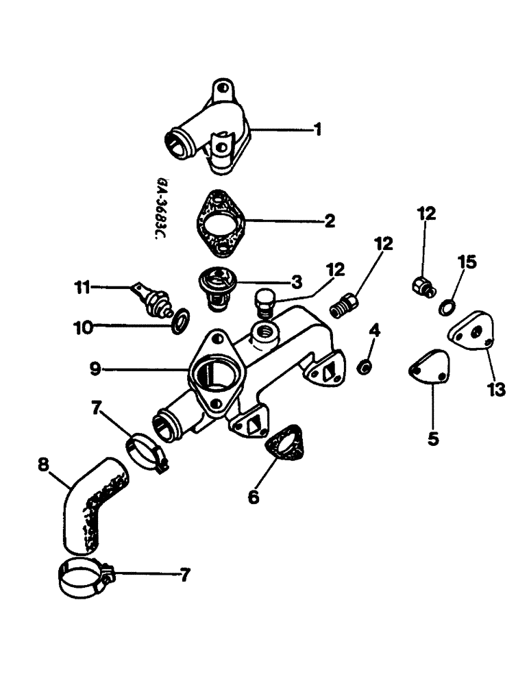 Схема запчастей Case IH 844 - (3B09) - THERMOSTAT, COOLANT MANIFOLD Power