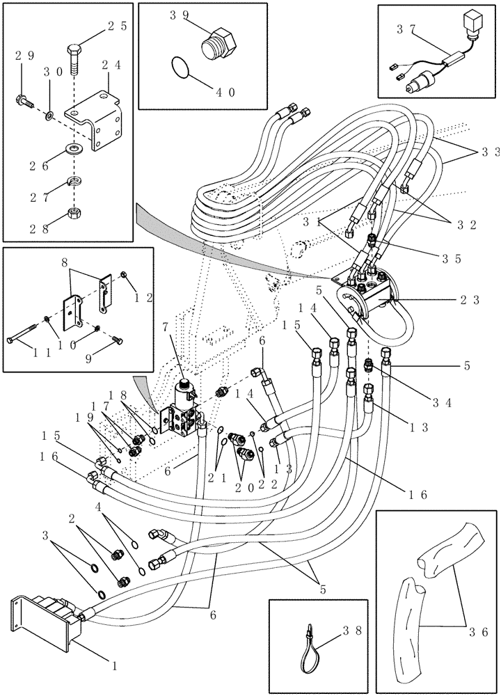 Схема запчастей Case IH LX152 - (08-07) - HYDRAULICS - MID MOUNT (2 FUNCTION ONE LEVER QUICK CONNECT AND 3RD FUNCTION DIVERTER KIT) (08) - HYDRAULICS